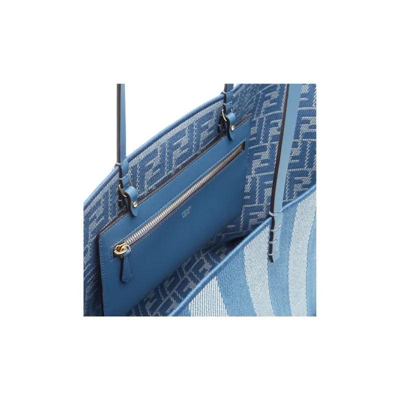 FENDI Jacquard Fabric Tote Bag, Shopping Bag, Handbag, Shoulder Bag Tubas Women's Blue-5