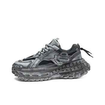 JEANSWEST Abrasion Resistant Slip Resistant Breathable Odor Free Low Top Chunky Sneakers Men's Gray