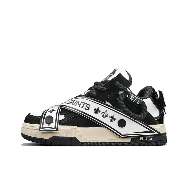 NFL Low Top Skateboard Shoes Unisex Black White-0