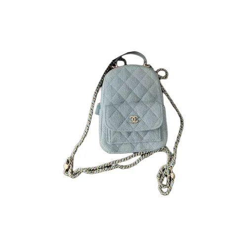 CHANEL Denim Backpack Regular Women's Blue