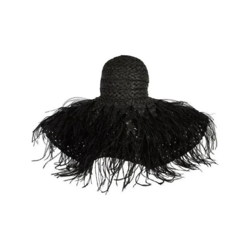 Valentino Paper Feather Hats & Caps Women's Black-2