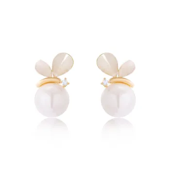 BING STUDIO 925 Sterling Silver Needle Pearl Stud Earrings Women's