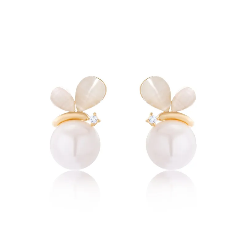 BING STUDIO 925 Sterling Silver Needle Pearl Stud Earrings Women's-0