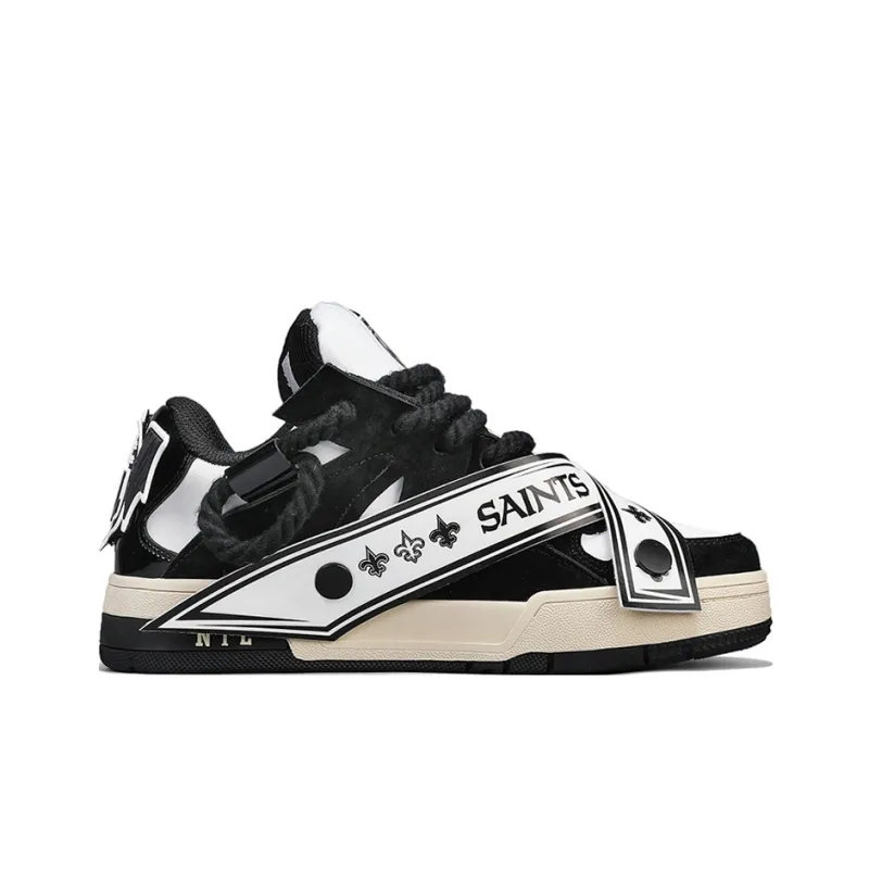 NFL Low Top Skateboard Shoes Unisex Black White-1