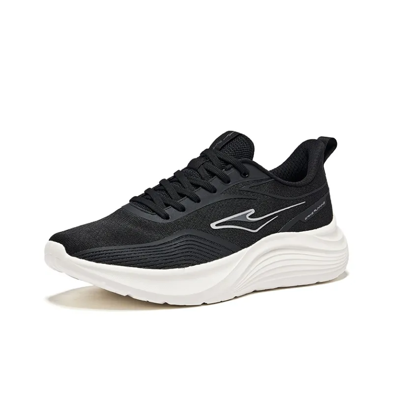 Erke Cushioning Lightweight Rebound Low Top Casual Running Shoes Men's Jet Black Bright Silver-2