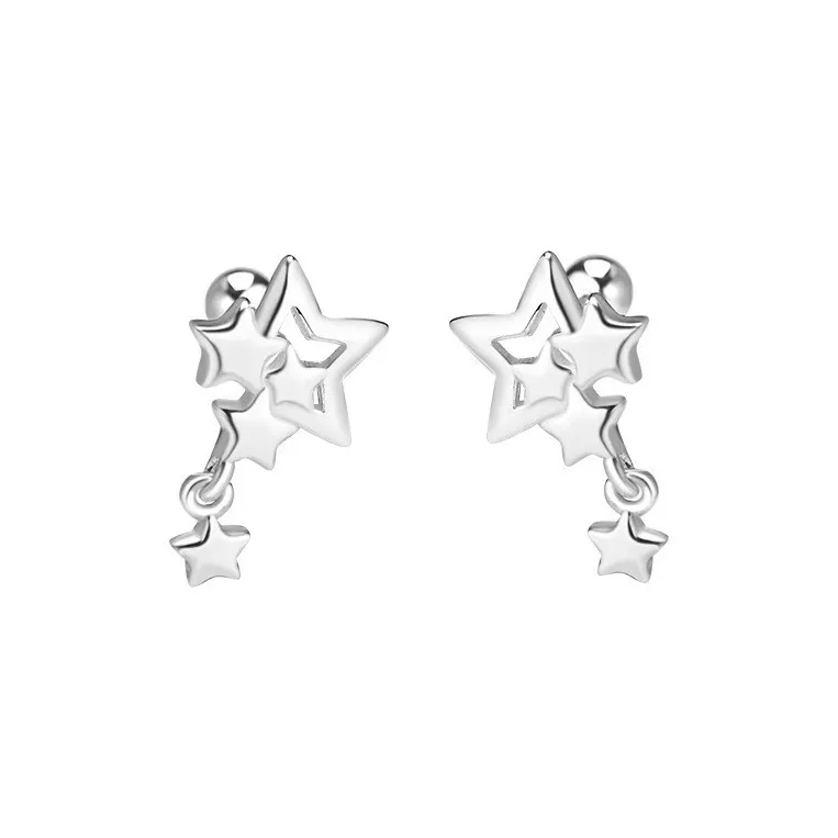 HANYUDIE S999 Silver Stud Earrings Unisex-0