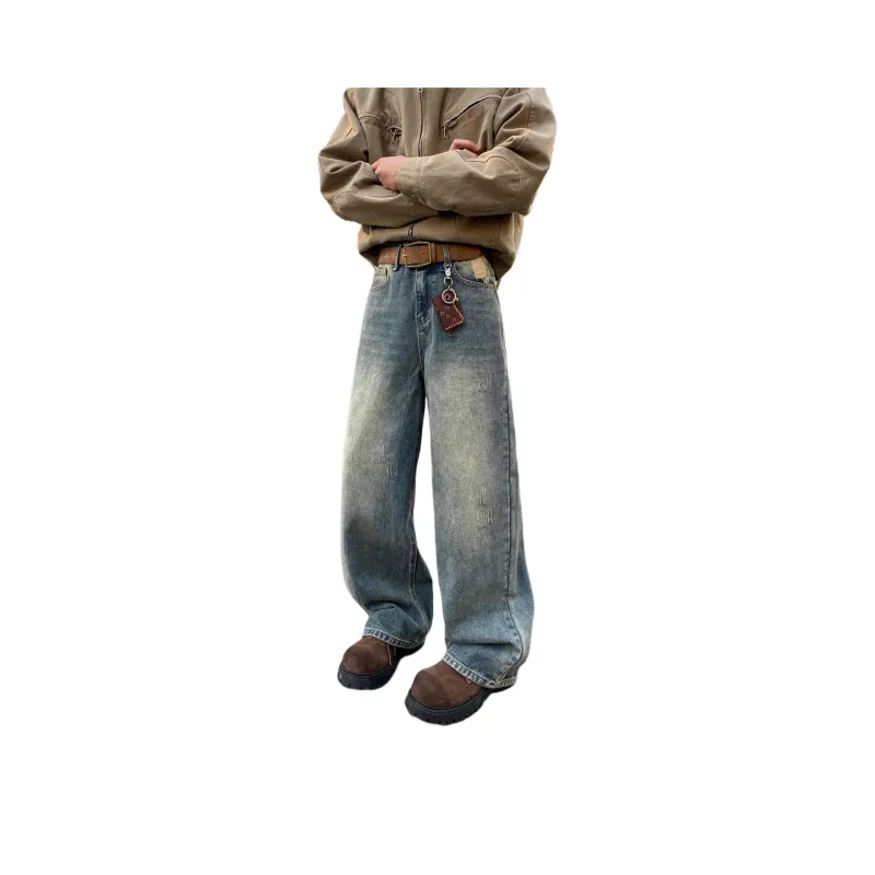 HOKLV Jeans Unisex Vintage Blue-1