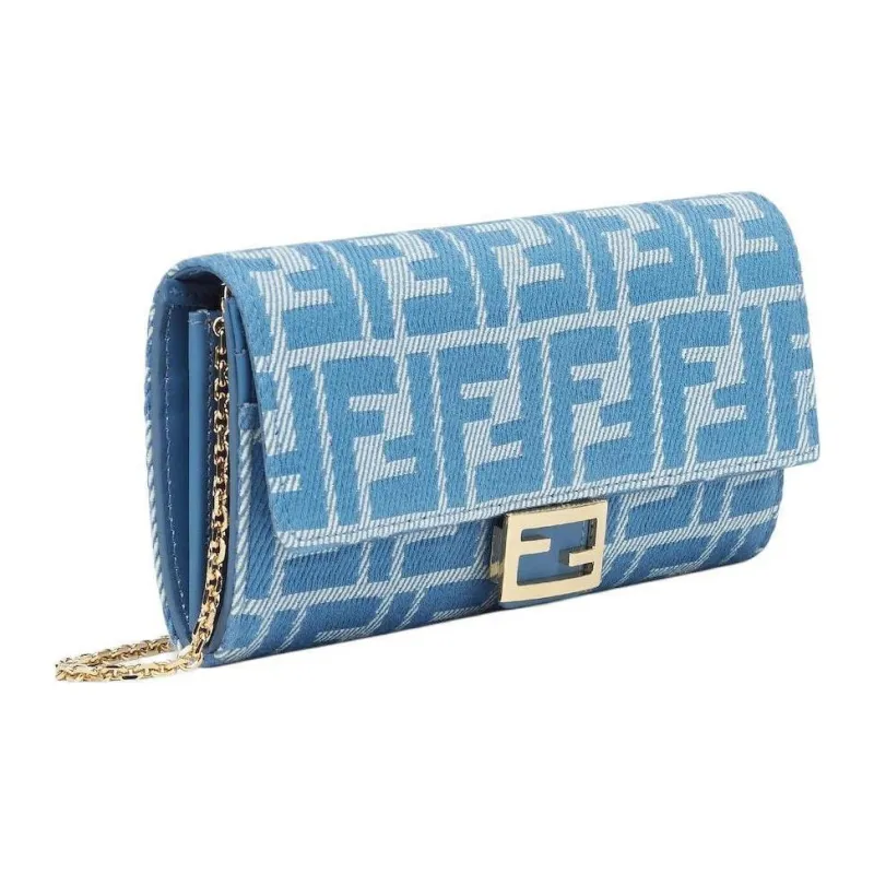 FENDI Jacquard Wallet Handheld Crossbody Bag Shoulder Bag Women's Blue-1