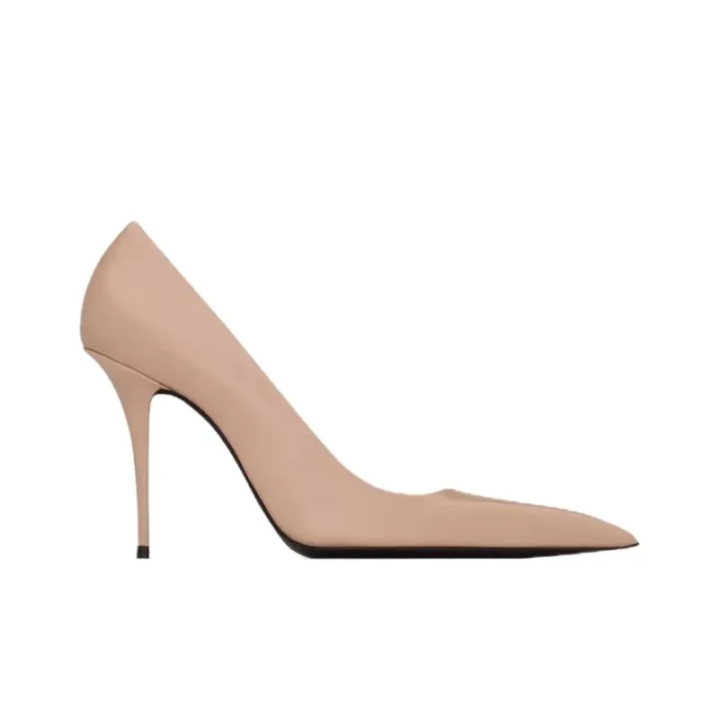 SAINT LAURENT ÉLYSÉE Slim Heel High Heels 10.5cm Women's Beige-1
