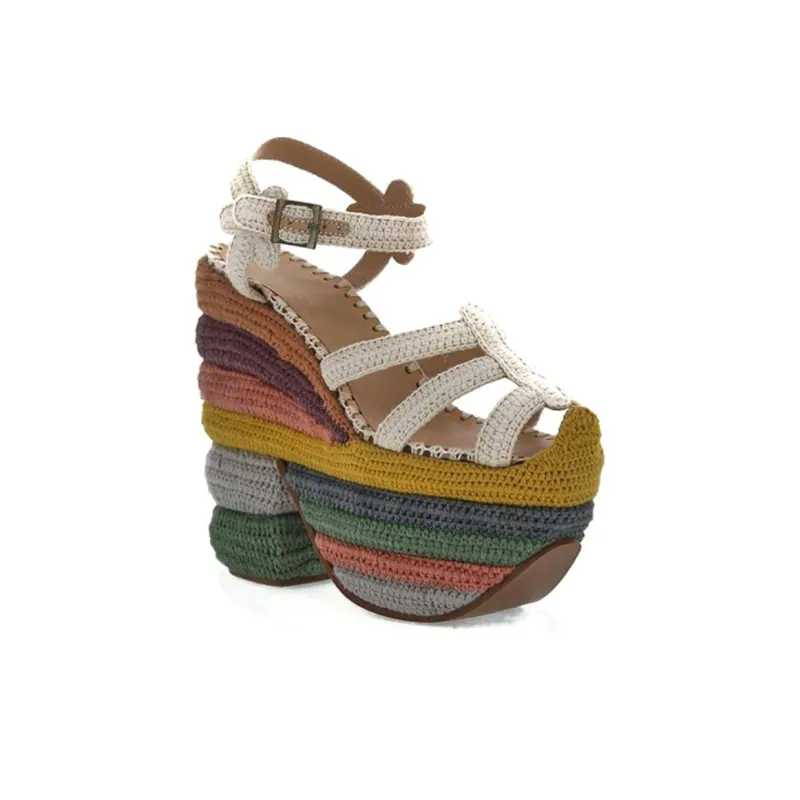 FERRAGAMO Chunky Heel High Heels Women's White-1