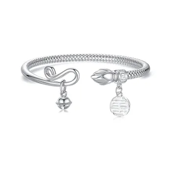 Heart Grass 999 Fine Silver Bangles Women's