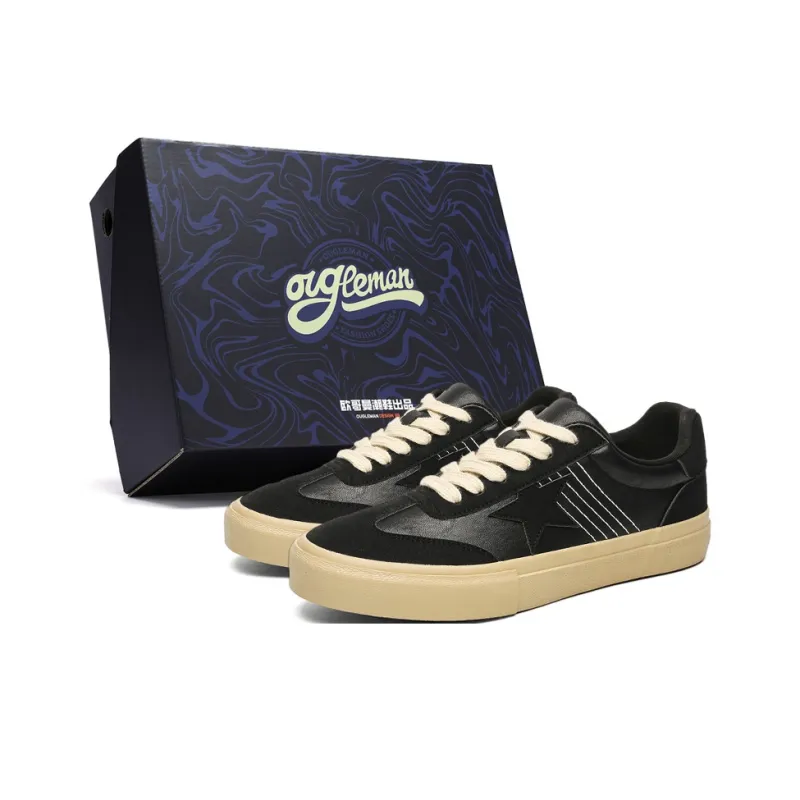 OUGLEMEN Slip Resistant Cushioning Impact Resistance Abrasion Resistant Low Top Skateboard Shoes Men's Box-5