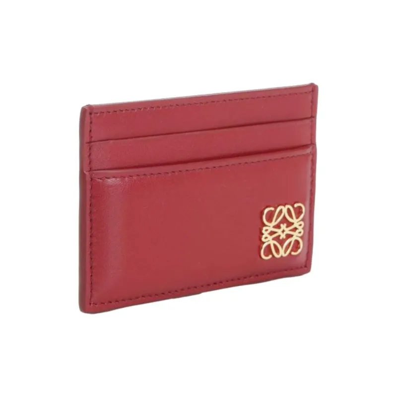 LOEWE Nappa Sheep Leather Card Holder Women's Red-1
