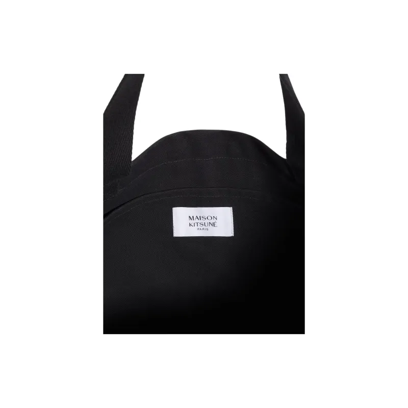 Maison Kitsune Cotton Tote Bag Shopping Bag Handbag Unisex Black-3