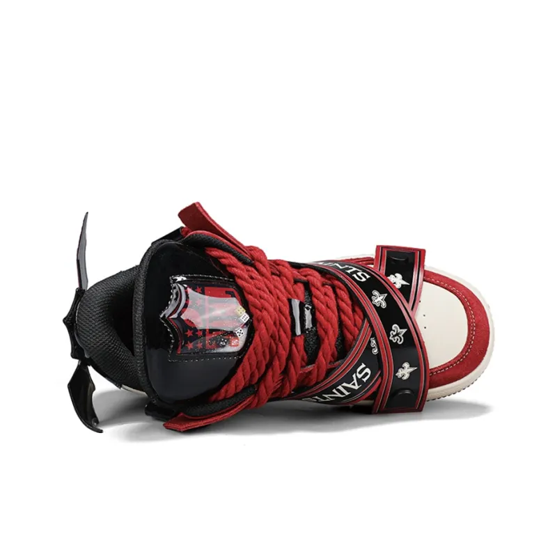 NFL TR Skate New Orleans Saints Coverage Anti Slip And Wear Resistant Low Top Skateboard Shoes Unisex Black Red-3