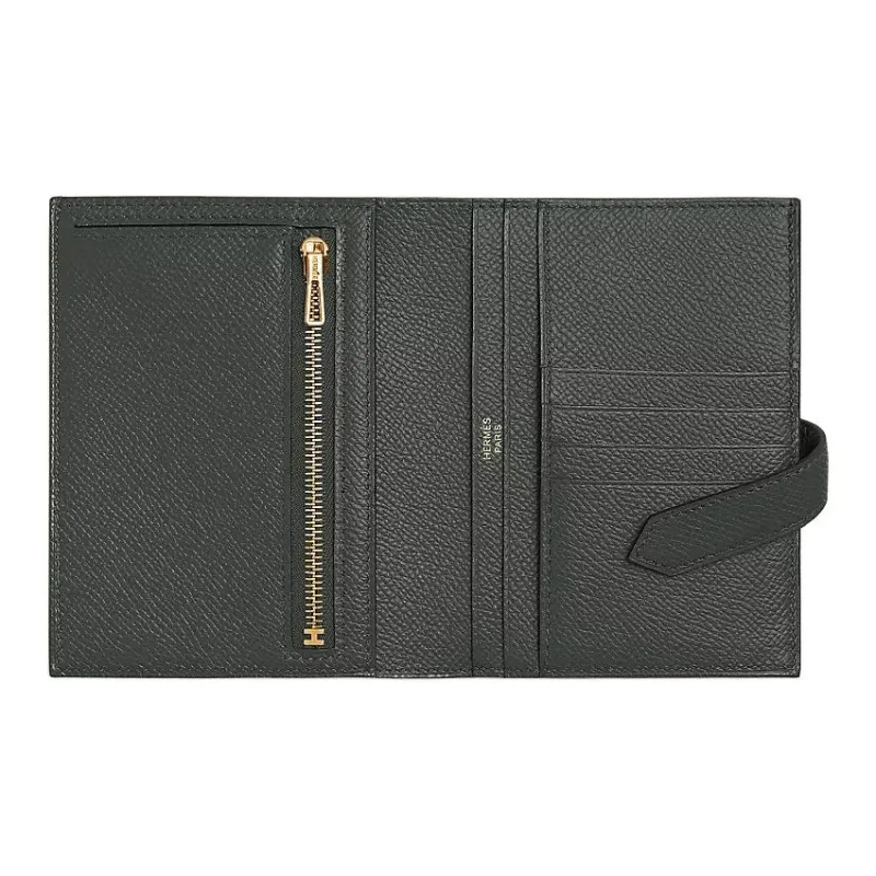 HERMES Bearn Epsom Calfskin Wallet Women's 67 Vert Fonce Dark Green-1