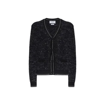 THOM BROWNE V neck Tweed Cardigan