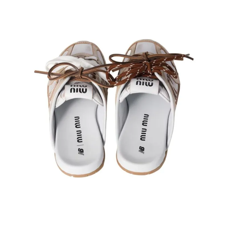 New Balance x MIU MIU NB 530 SL Abrasion Resistant Closed Toe Slippers Women's Lime Gray & White-3