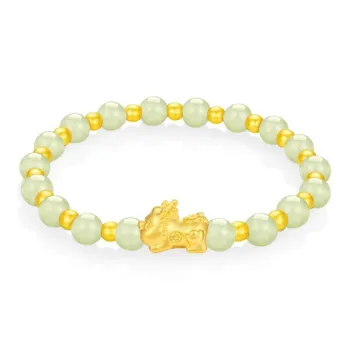 Master Kim Bracelets Pale Greenish White Jade Unisex