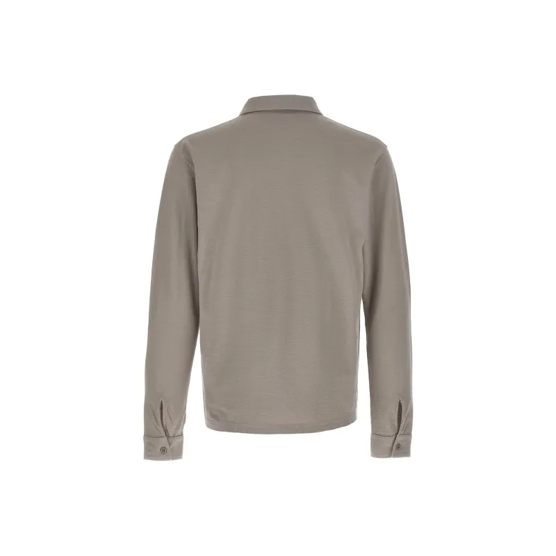 STONE ISLAND Logo Patch Long Sleeved Polo Shirt-1