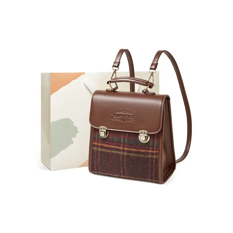15 MINS Fabric Backpack Regular Women's Khaki/Brown-5