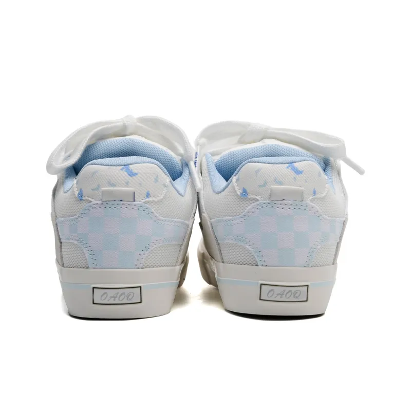 OAOQ Anti-Slip Wear-Resistant Breathable Lightweight Cushioning Low-Top Skateboard Shoes Women's White Green-8