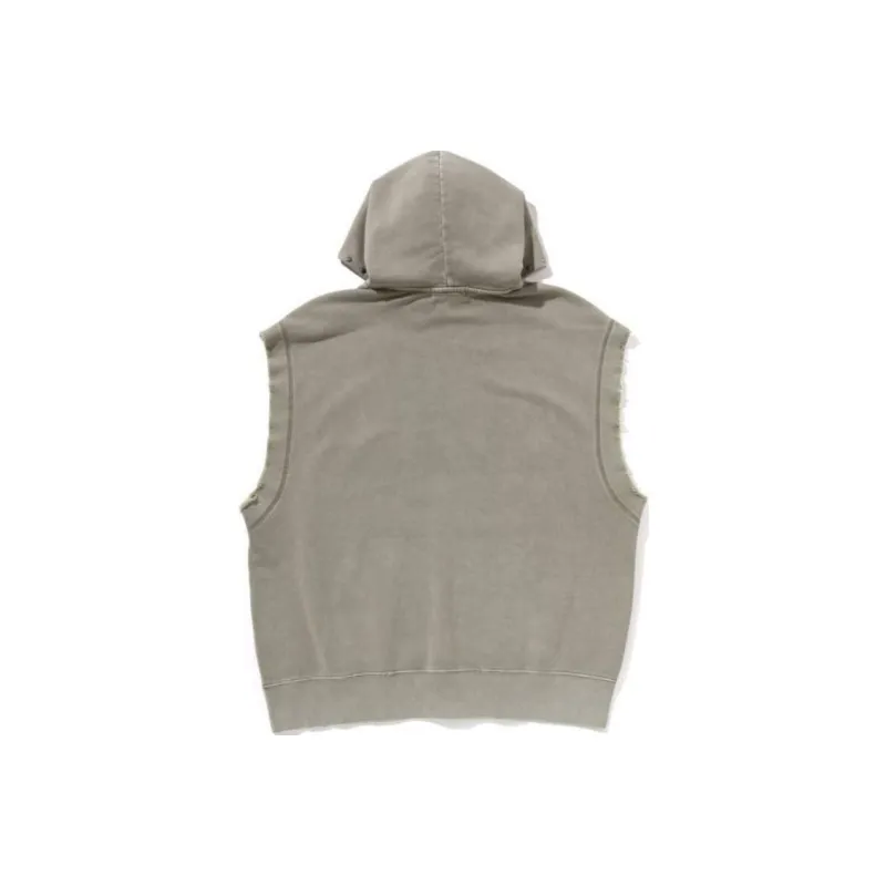 Bape Studded Garment Dye Logo Sleeveless Pullover Hoodie-4