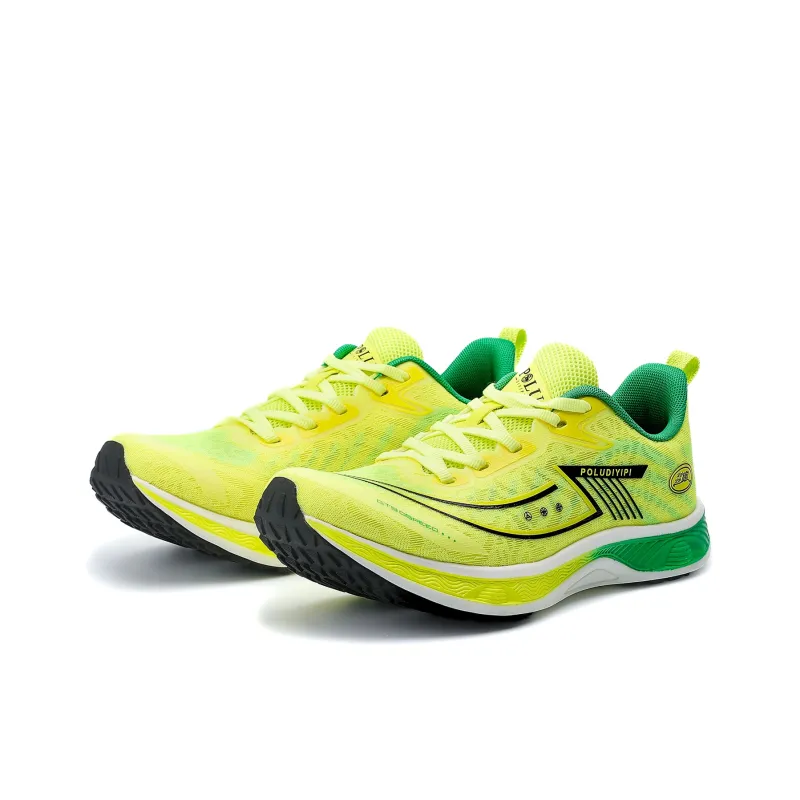 POLUDIYIPI Breathable Lightweight Rebound Low-Top Sprint Running Shoes Unisex Yellow Green Black-1