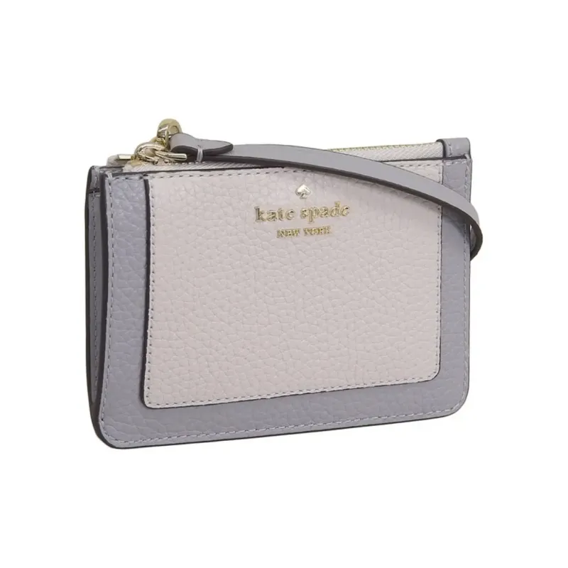 Kate Spade Litchi Grain Leather Card Holder Trumpets Women's Gray-1