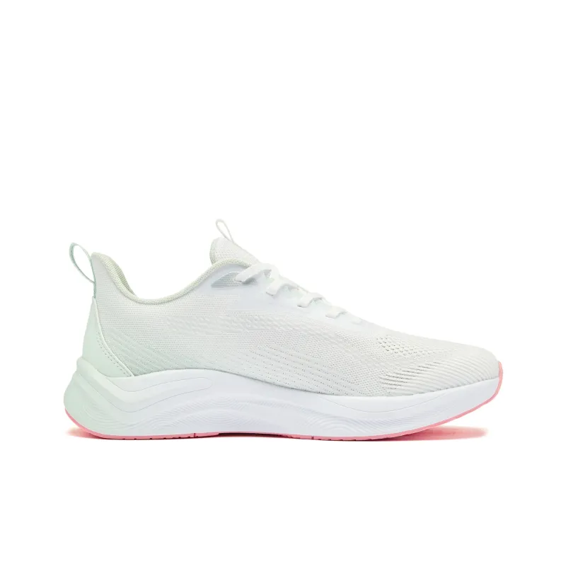 QIAODAN Speedwind 2.0 Cushioned Slip Resistant Abrasion Resistant Low Top Casual Running Shoes Women's White Green-1