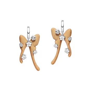 HEFANG Garden Copper Wood Grain Tail Butterfly Earrings Women's