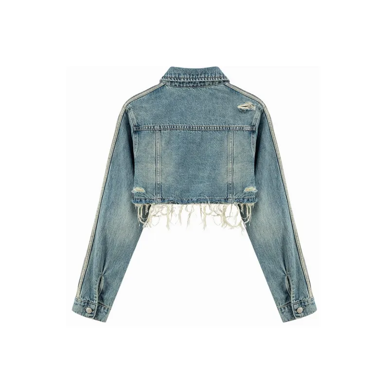 CHUU Cropped Coats Women's Medium Denim Blue-1