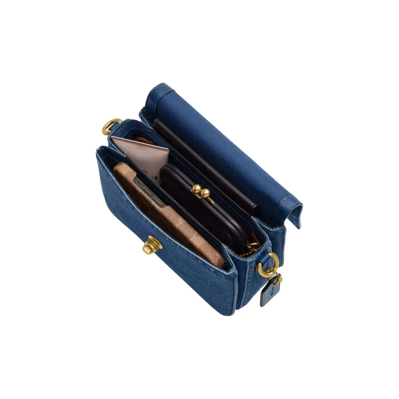 COACH Cassie Denim With Calfskin Shoulder Bag Crossbody Bag Handbag Small Size Women's Dark Blue-4