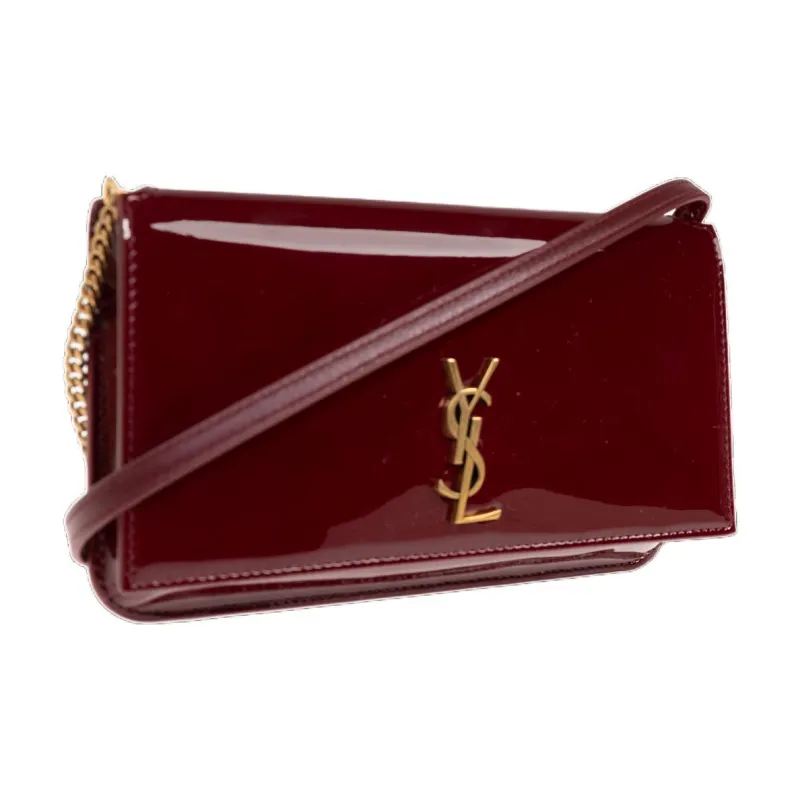 SAINT LAURENT Calfskin Shoulder Bag Crossbody Bag Women's Red-1