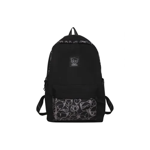 Travel Nylon Backpack Regular Unisex Black/White