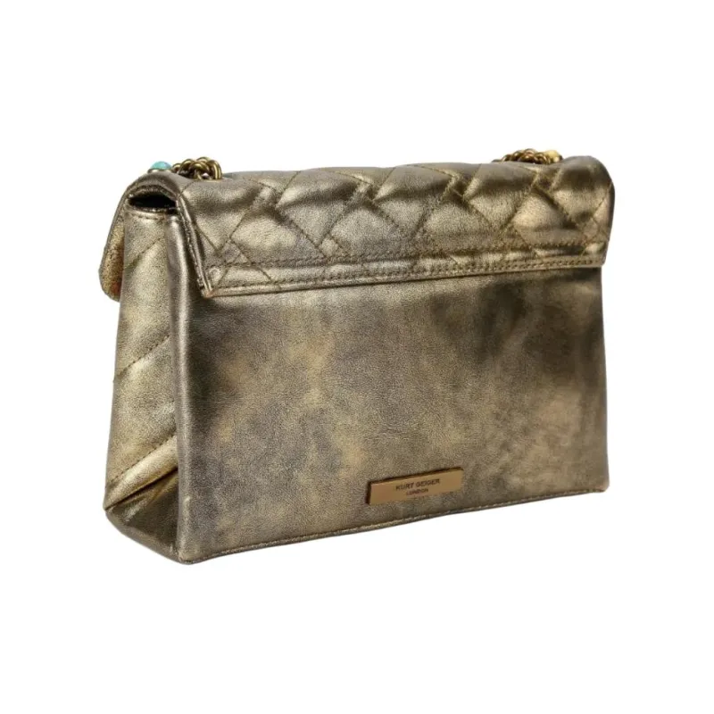 Kurt Geiger London Kensington Leather Shoulder Bag Medium Size Women's Gold-2