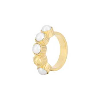 LOUIS VUITTON Brass Glass Rings Unisex Gold