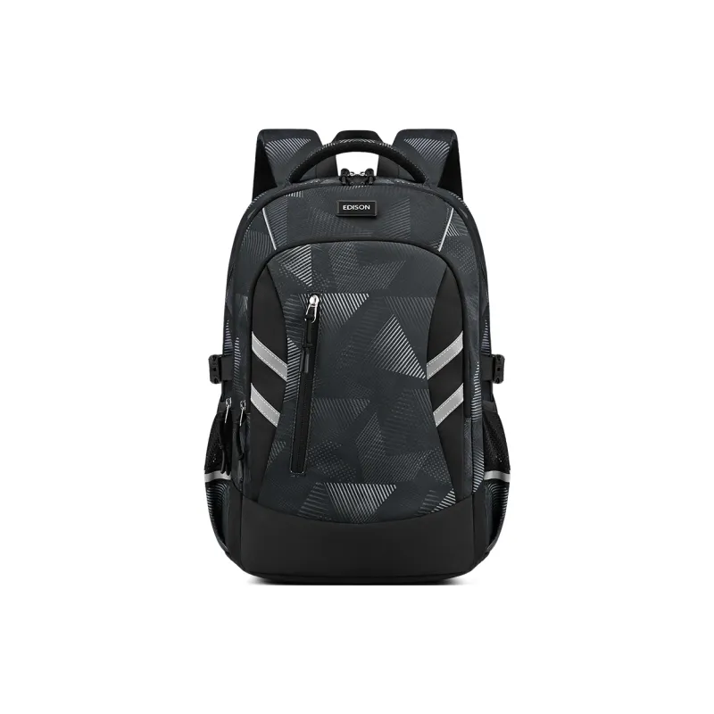 EDISON Oxford Backpack Regular Unisex Black/Gray/Blue-0