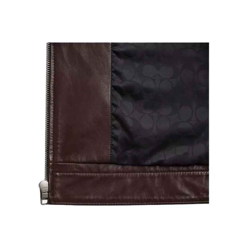COACH Heritage Leather Jacket Men's Brown-4