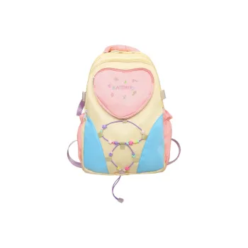Travel Nylon Backpack Regular Unisex Pink/White