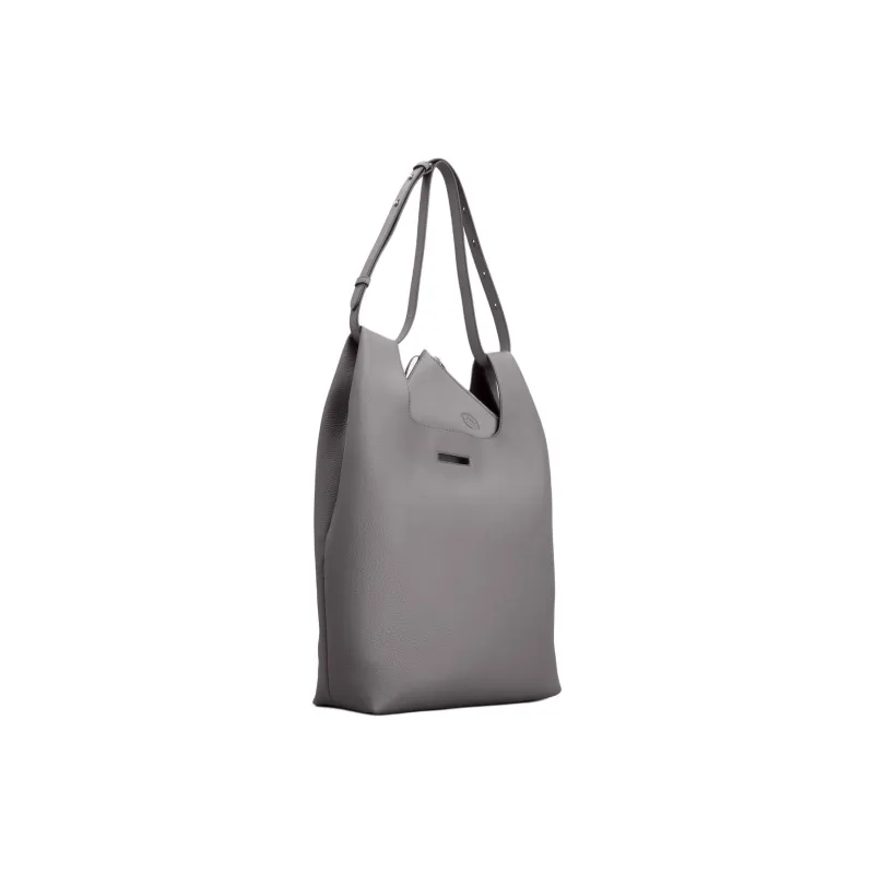 TOD'S T Timeless Calfskin Handbag Shoulder Bag Medium Size Men's Gray-1