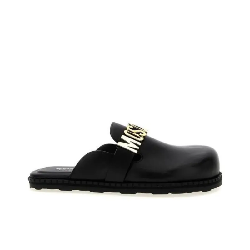 MOSCHINO Logo Lettering Almond Toe Mules Women's-1