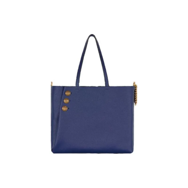 BALMAIN Grained Calfskin Tote Bag Shopping Bag Shoulder Bags Women's Marine Blue-3