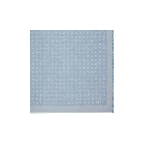 FENDI Wool Mulberry Silk Shawls Women's Blue