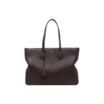 FERRAGAMO Hammered Texture Cow Leather Tote Bag, Shopping Bag, Handbag, Shoulder Bag Large Size Women's Dark Brown