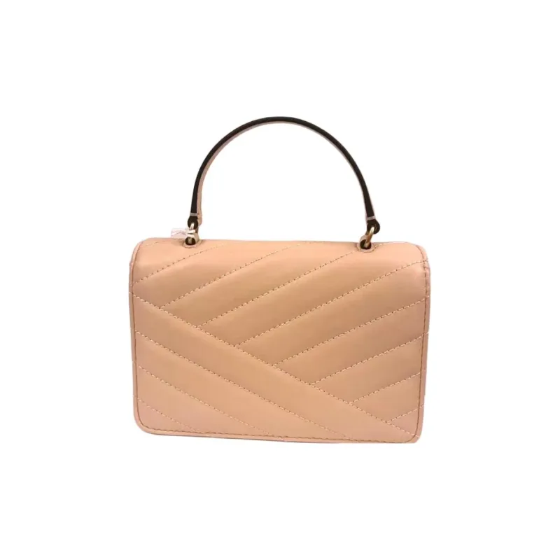 TORY BURCH Kira Chevron Mini Top Handle Chain Wallet Apricot-1