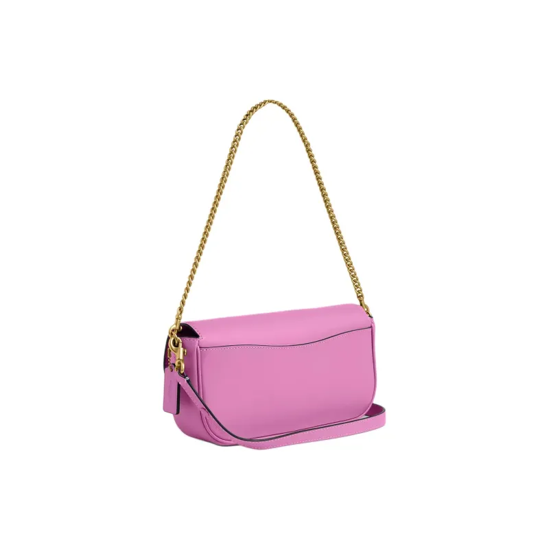 COACH Calfskin Crossbody Bag Shoulder Bag Medium Size Women's Brass & Fuchsia-1