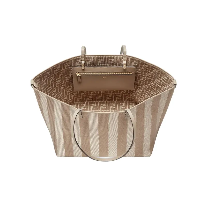 FENDI Jacquard Fabric Tote Bag, Shopping Bag, Handbag, Shoulder Bag Tubas Women's Gray-4