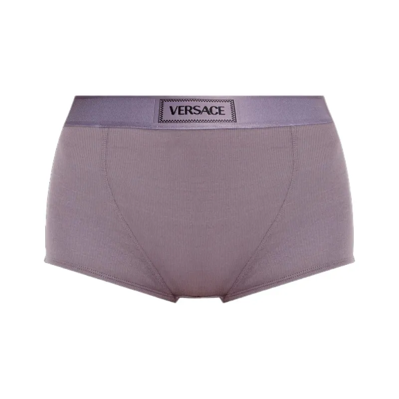 VERSACE 90s Logo Waistband Ribbed Briefs-0