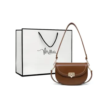 MILLIE'S Cow Leather Underarm Saddle Bag Shoulder Bag Crossbody Bag Regular Women's Caramel/Coffee
